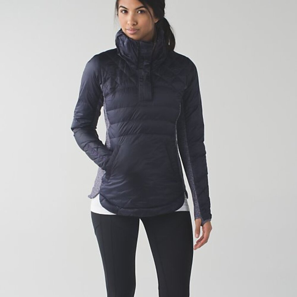 Lululemon Women's Black Down For A Run Quilted Puffer Pullover Jacket Size‎ 4